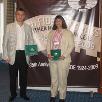Igor Lobortas and Rus Haring, the vice-president of the US Chess Federation 