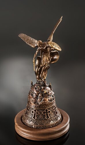 «Archangel Michael». Souvenir bell. Mini-copy of the fountain sculpture composition «Archangel Michael» in the city of Kyiv.
