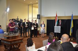 Вітальне слово Юрія Сергєєва під час церемонії відкриття турніру "Chess for Dialogue".