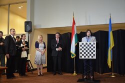 Вітальне слово Беатріз Марінелло під час церемонії відкриття турніру "Chess for Dialogue".